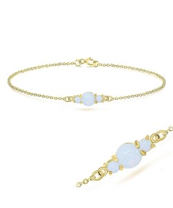 Gold Plated Multiple Opal Silver Bracelet BRS-231-GP